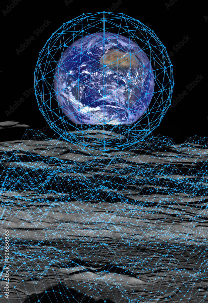Poster connection concept digital network,earth image provided by nasa.elements of this image furnished by 