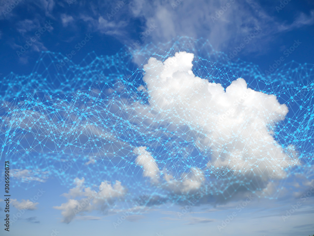 Poster network connection futuristic background cloud network technology cloud concept