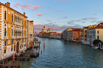 Santa Maria della Salute as seen from Accademia Bridge at Sunset