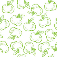 Vector illustration of green apple fruit pattern