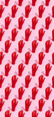 Isometric seamless pattern..Fake red hand. Use for print