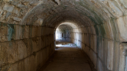 Fototapeta na wymiar Turkey in Izmir. Ancient city of Trajan temple in Pergamon, Bergama.