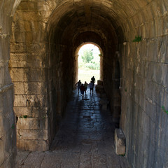 Turkey in Izmir. Ancient city of Trajan temple in Pergamon, Bergama.