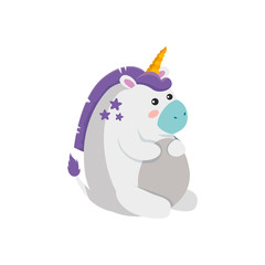 Fototapeta premium White unicorn cartoon design, Magic fantasy fairytale female and childhood theme Vector illustration