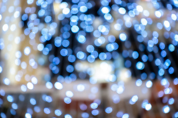 Blurry background of beautiful Christmas light bokeh on Christmas tree