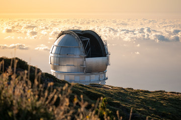 View Of Observatories From Top Of Roque De Los Muchachos, La Palma