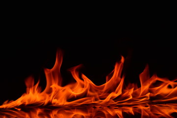 Beautiful fire flames on a black background.
