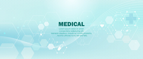 Medical infographic technology background. Abstract background medical for the hospital, page.Blue and white. Vector illustration