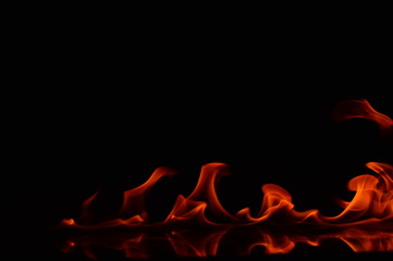 Beautiful fire flames on a black background.