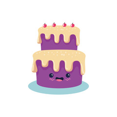 Cake cartoon design, happy birthday celebration decoration party festive and surprise theme Vector illustration
