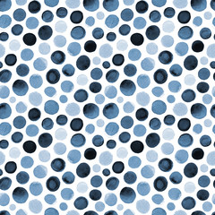 Hand-painted watercolor polka dot seamless pattern.