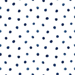 Hand-painted watercolor polka dot seamless pattern.