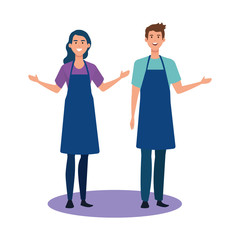 Fototapeta premium seller man and woman design, shop store market shopping commerce retail buy and paying theme Vector illustration
