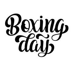 Fototapeta premium Boxing day hand lettering, script brush calligraphy isolated on white background. Vector type illustration.
