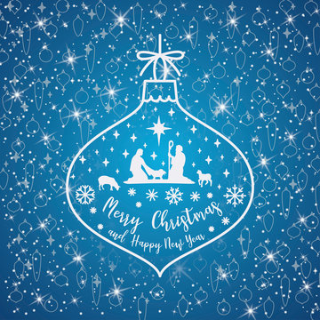 Christmas cribe scene on ball