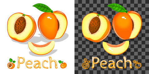 Peach with text and icon