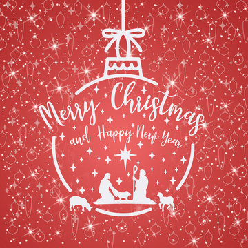 Christmas cribe scene on ball