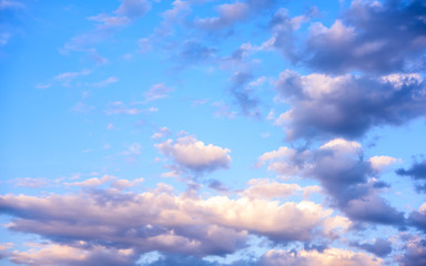 Beautiful puffy pastel colored clouds