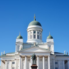Helsinki cathedral view against blue sky