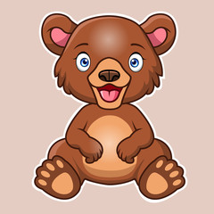 Obraz na płótnie Canvas A cute cartoon bear sitting smiling.