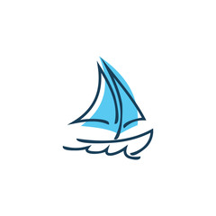 color ship water logo design