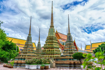 Fototapeta premium One landmark of Wat Phra Chettuphon Wimon Mangkhalaram Ratchaworamahawihan in Bangkok, Thailand. A place everyone in every religion can be viewed.