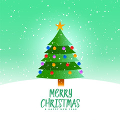 merry christmas decorative green tree festival background