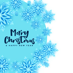 Fototapeta na wymiar merry christmas snowflakes banner in blue and white color