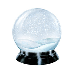 Watercolor  empty snow ball isolated at white background. Christmas magic globe.