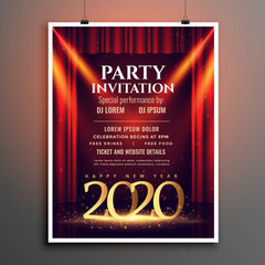 happy new year 2020 party invitation template design