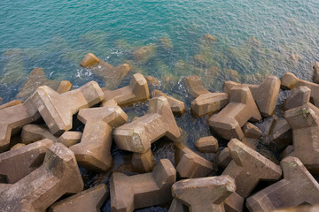 bunch of sea defence dolos in Brighton