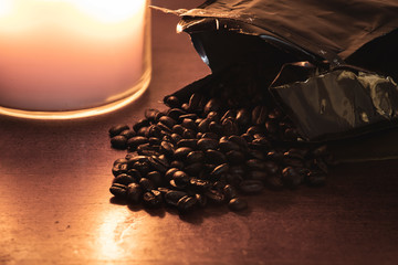 Coffee beans on table