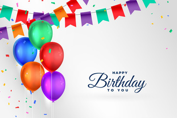 happy birthday celebration background with realistic balloons