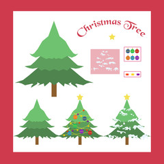 set of christmas trees