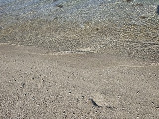 clear water of ocean with white sand at beach