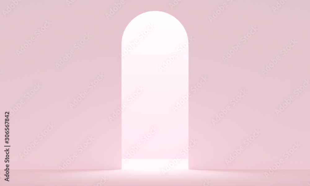 Aufkleber pink abstract background with arch and bright lights. backdrop design for product promotion. 3d rend