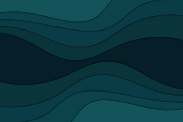 Abstract blue background with curve lines and waves. Paper cut water wallpaper.