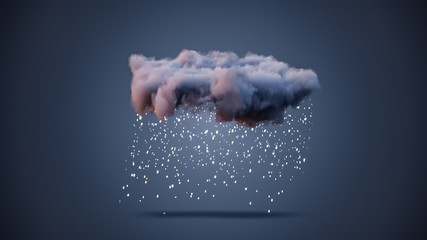 3D Realistic Render of a Cloud with Snowfall