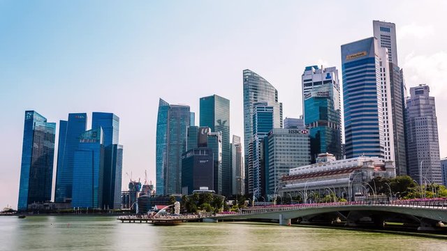 Singapore financial and business district in downtown core time lapse