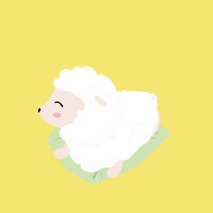 Cute sheep in flat style on pastel background..