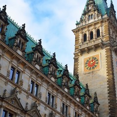 Clock tower of hamburg city hall