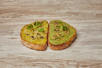 Vegan toasts with vegetables