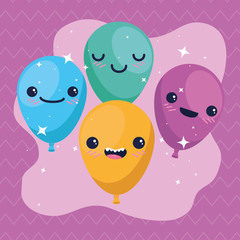 Fototapeta premium Balloons cartoons design, happy birthday celebration decoration party festive and surprise theme Vector illustration