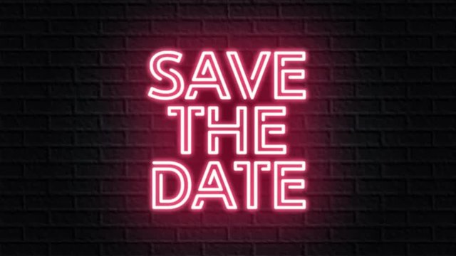red neon video animation save the date