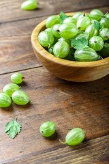 gooseberries on wooden background