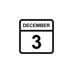 calendar - December 3 icon illustration isolated vector sign symbol