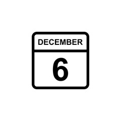 calendar - December 6 icon illustration isolated vector sign symbol