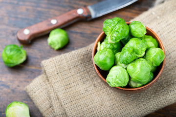 brussel sprouts on burlap