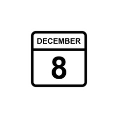 calendar - December 8 icon illustration isolated vector sign symbol