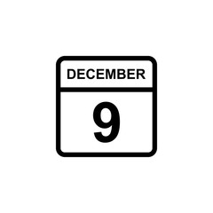 calendar - December 9 icon illustration isolated vector sign symbol